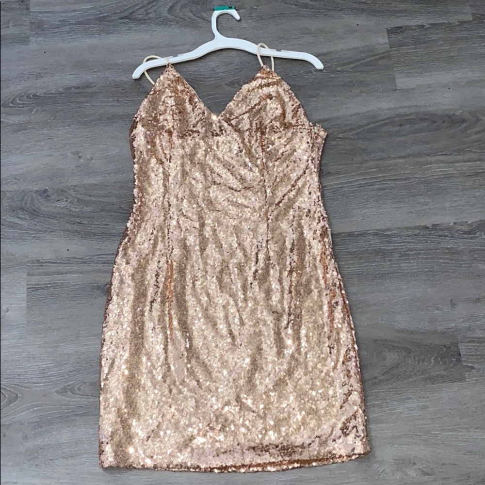 Rose gold mini dress